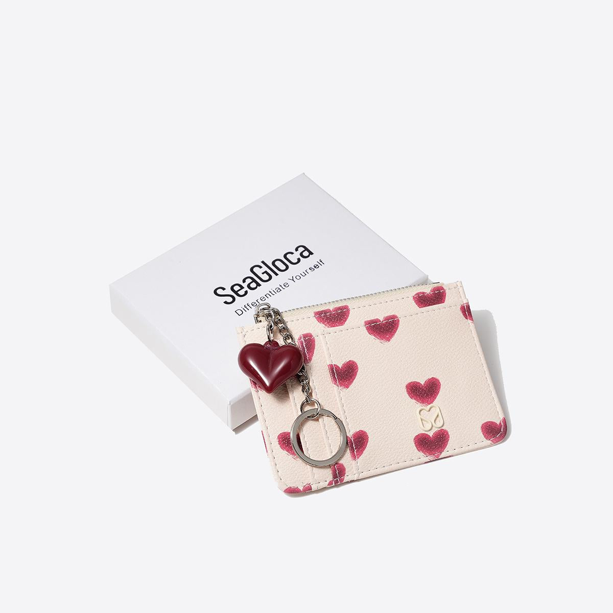 SeaGloca Valentine's Day Beloved Heart Card Holder with Ornaments For Woman No 02