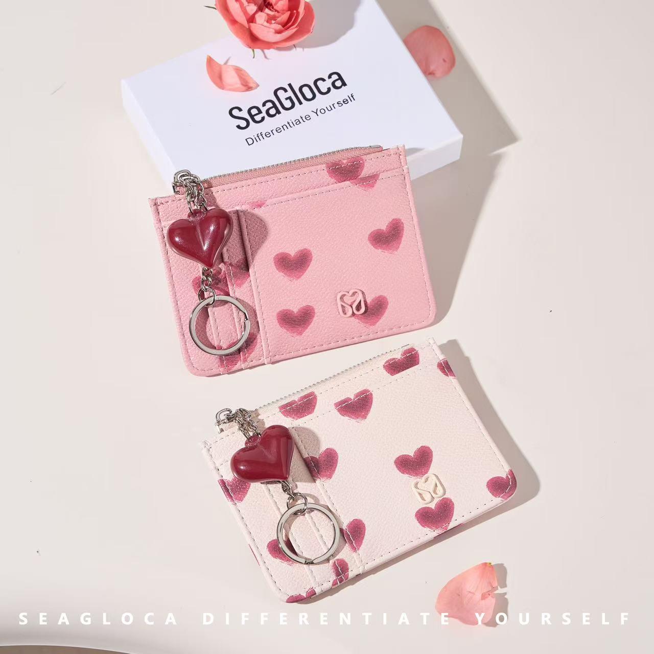 SeaGloca Valentine's Day Beloved Heart Card Holder with Ornaments For Woman No 02