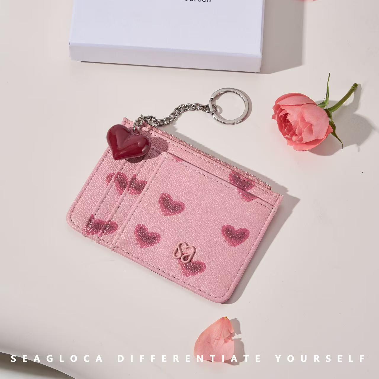 SeaGloca Valentine's Day Beloved Heart Card Holder with Ornaments For Woman No 02