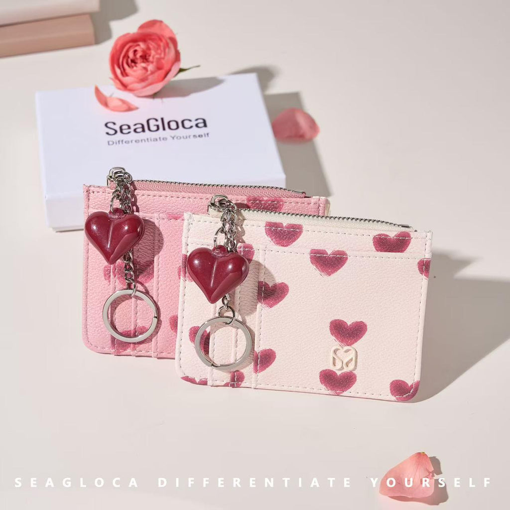 SeaGloca Valentine's Day Beloved Heart Card Holder with Ornaments For Woman No 02