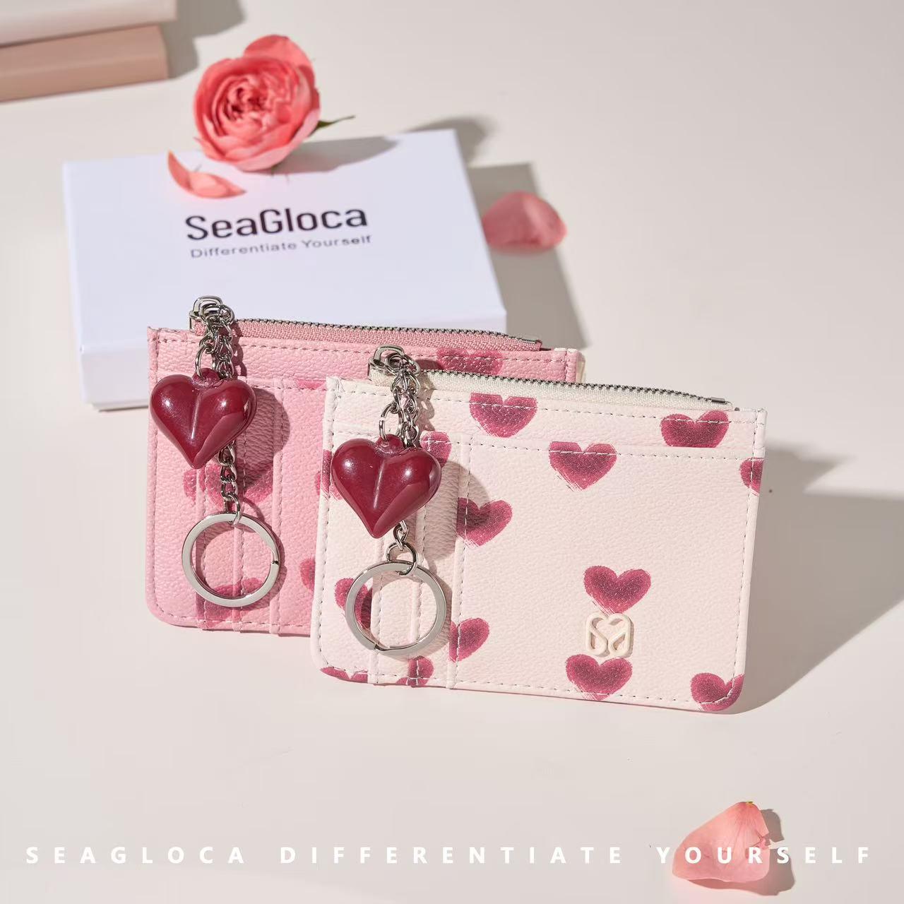 SeaGloca Valentine's Day Beloved Heart Card Holder with Ornaments For Woman No 02