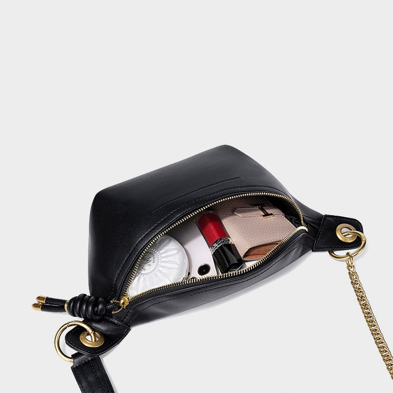 Black White Crossbody Pu Leather Chest Belt Bag for Women | SeaGloca - view 8