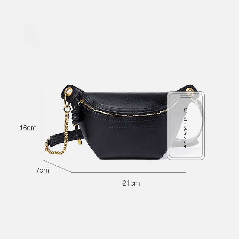 Black White Crossbody Pu Leather Chest Belt Bag for Women | SeaGloca - view 9