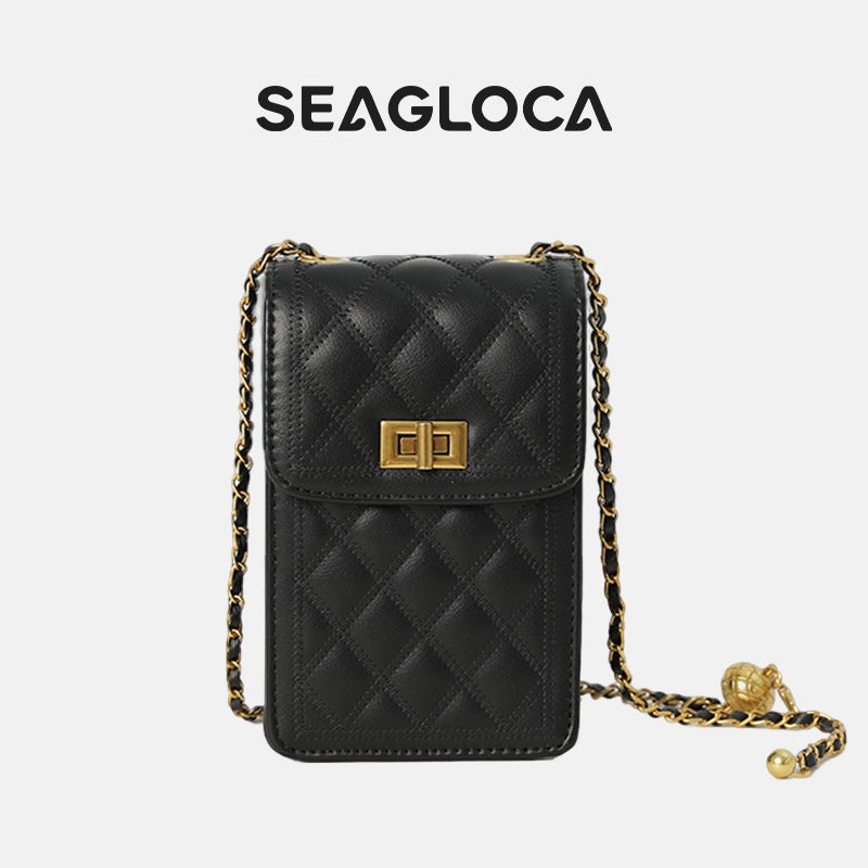Chain Shoulder Black Small Cross Body Sling Bag for Women | SeaGloca