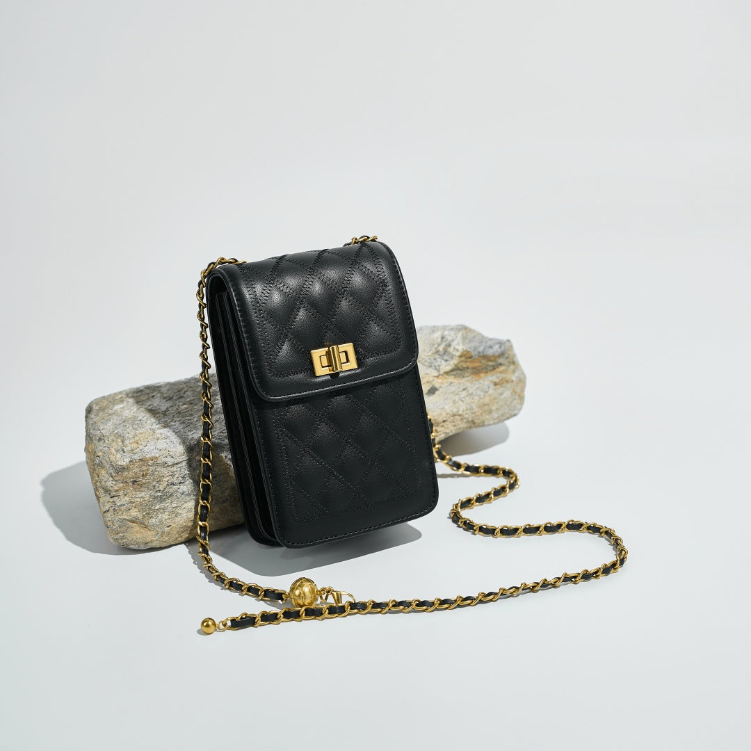 Chain Shoulder Black Small Cross Body Sling Bag for Women | SeaGloca - view 2