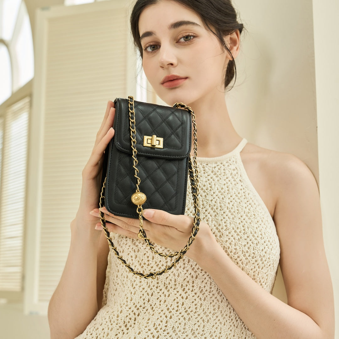 Chain Shoulder Black Small Cross Body Sling Bag for Women | SeaGloca - view 5