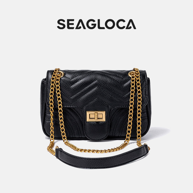 Women's Quilted Square Lock Chain Shoulder Bag for Women | SeaGloca