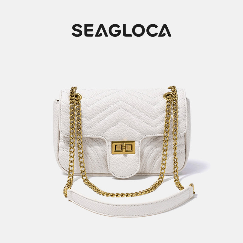 Women's Quilted Square Lock Chain Shoulder Bag for Women | SeaGloca - view 8