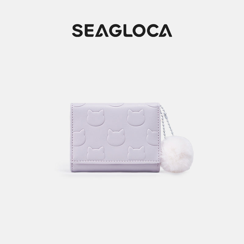 Furball Bunny Print PU Short Trifold Wallet for Women | SeaGloca