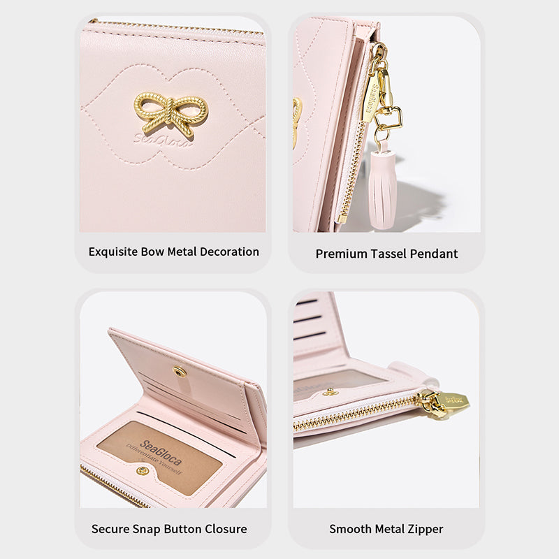 New Small Fresh Bow Short Wallet Compact for Women | SeaGloca - view 7