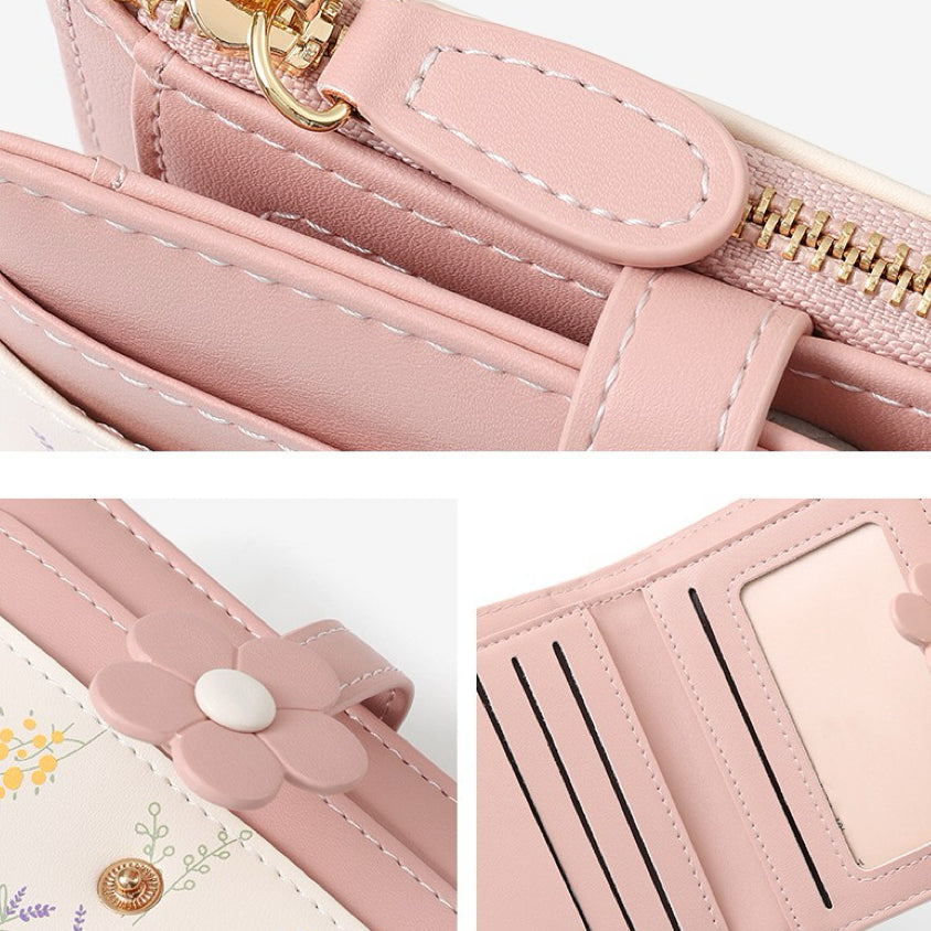 New Flower Macaron Fresh Short Wallet Card for Women | SeaGloca - view 6