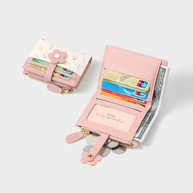 New Flower Macaron Fresh Short Wallet Card for Women | SeaGloca - view 7