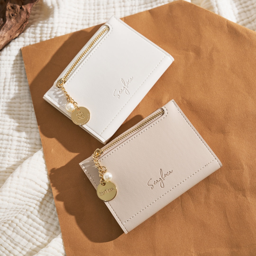 Minimalist Card Wallet with Zipper Coin Pocket for Women | SeaGloca - view 3