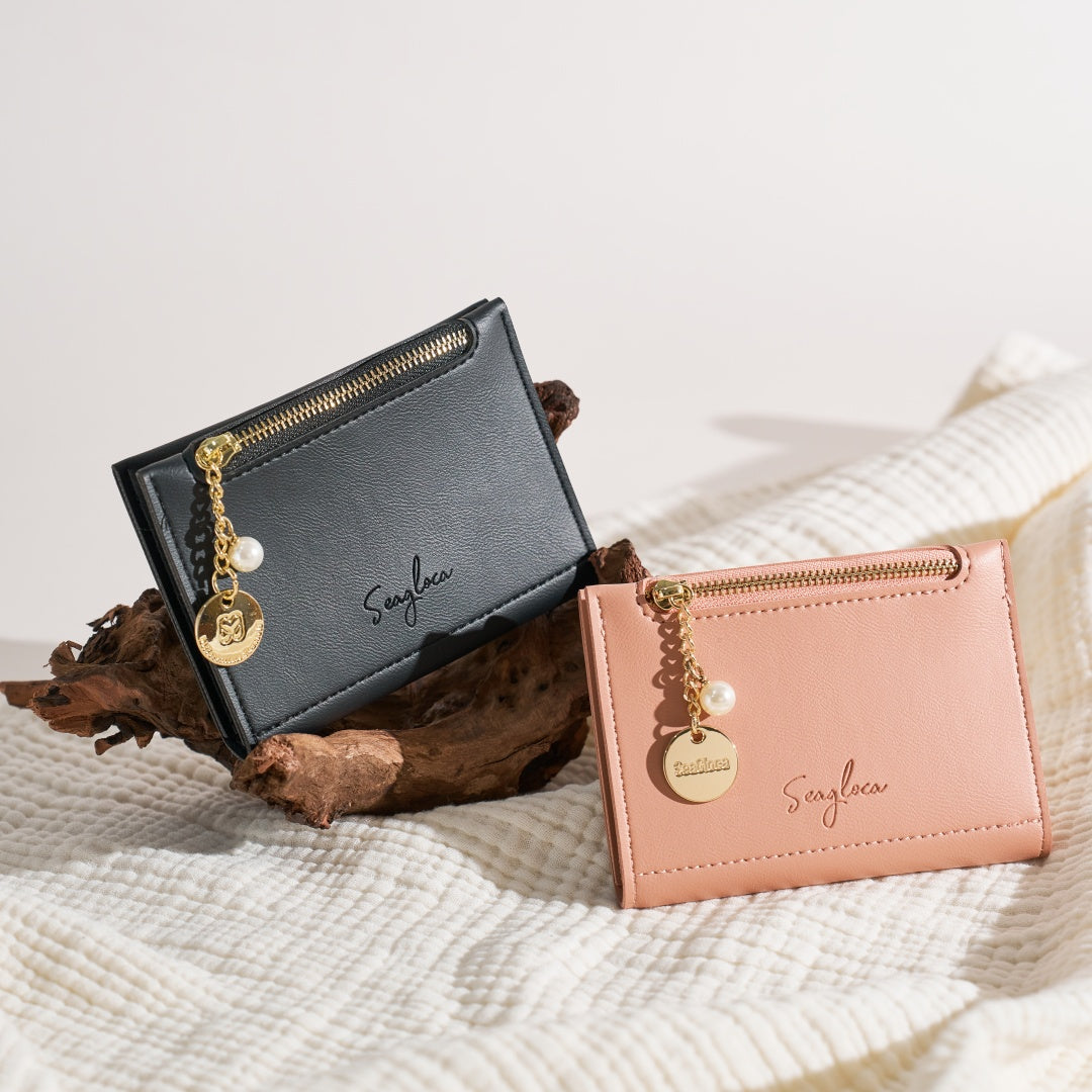 Minimalist Card Wallet with Zipper Coin Pocket for Women | SeaGloca - view 4
