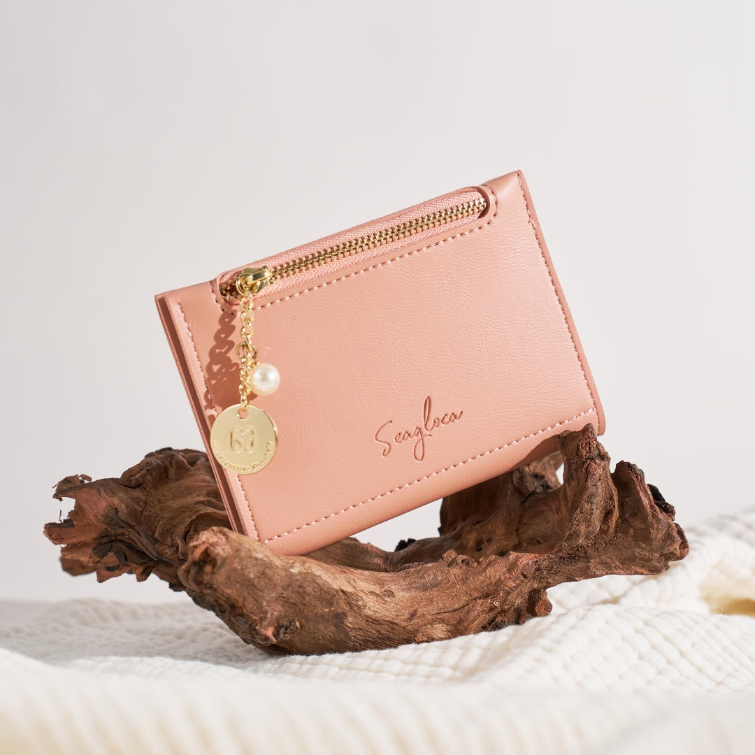 Minimalist Card Wallet with Zipper Coin Pocket for Women | SeaGloca - view 5