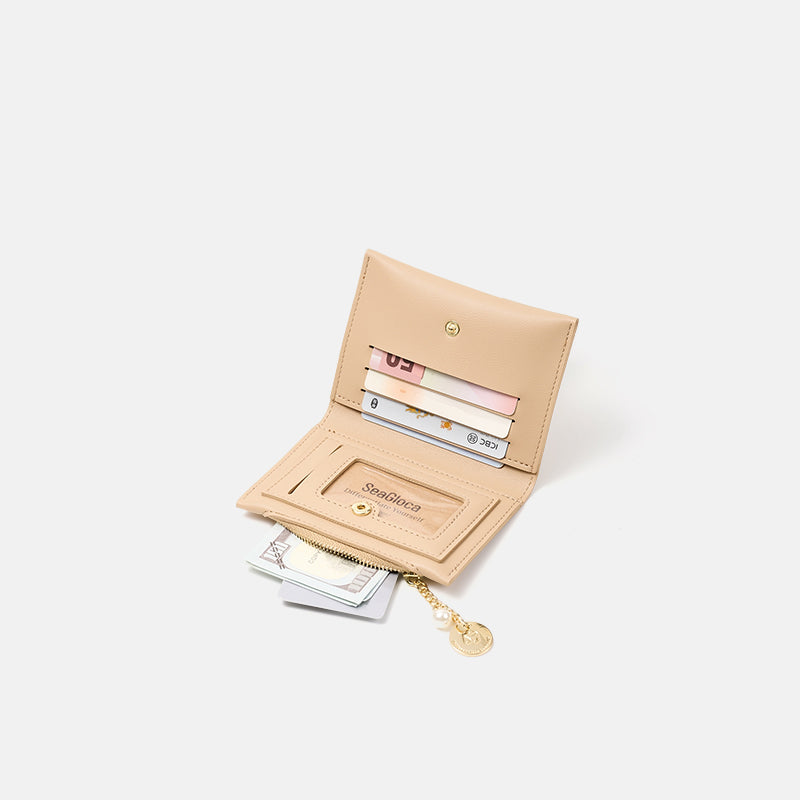 Minimalist Card Wallet with Zipper Coin Pocket for Women | SeaGloca - view 8
