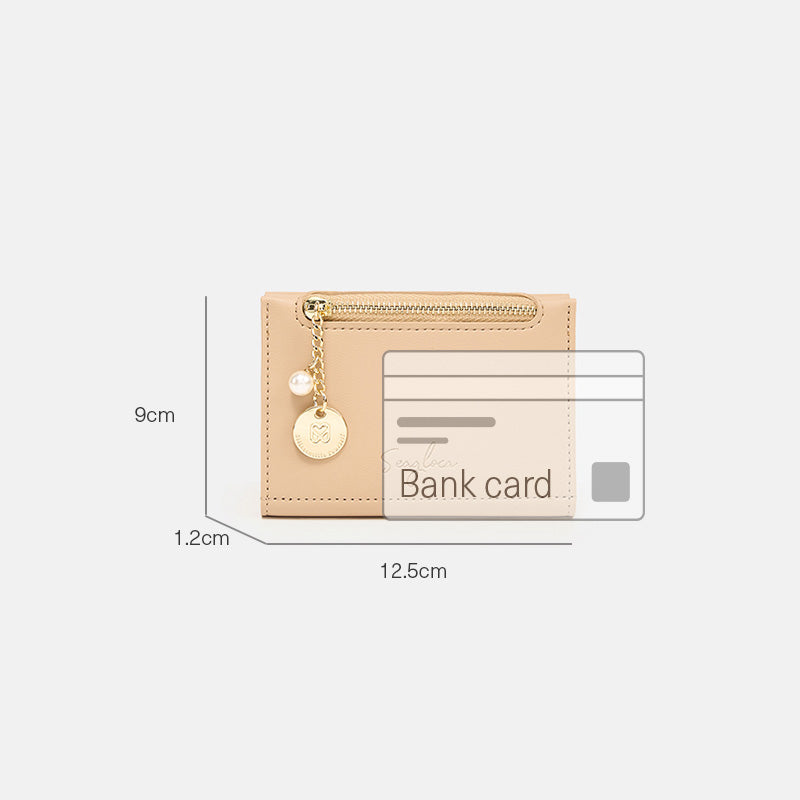 Minimalist Card Wallet with Zipper Coin Pocket for Women | SeaGloca - view 9