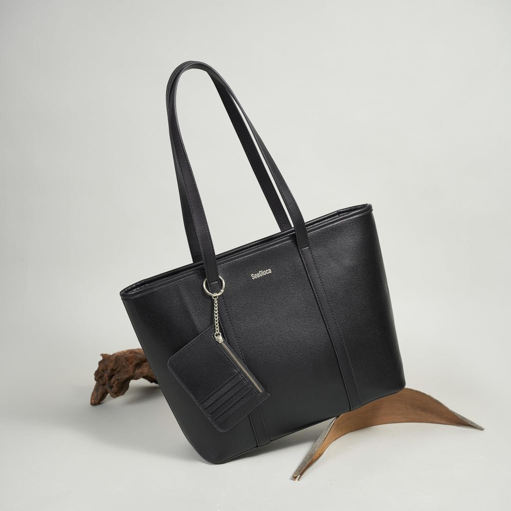 Laides Formal Bag Set Black Tote Bag for Women | SeaGloca - view 2
