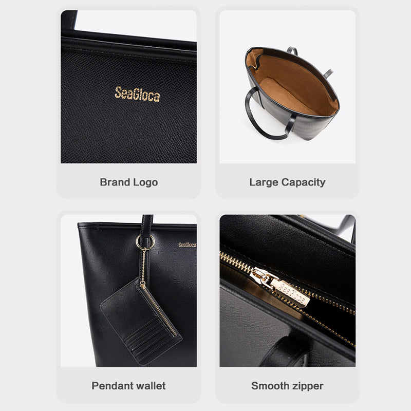 Laides Formal Bag Set Black Tote Bag for Women | SeaGloca - view 8