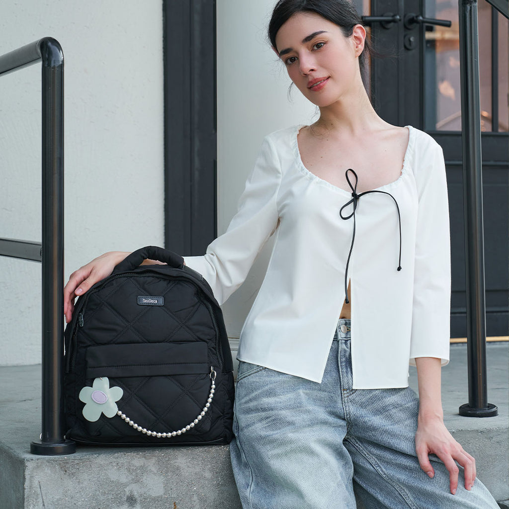 Fashion Diamond Pattern Backpack Schoolbag for Women | SeaGloca - view 6