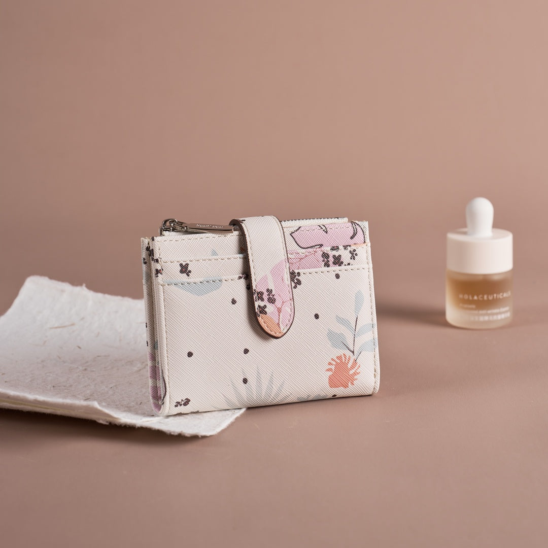 Floral Print Small Card Holder Zipper Short for Women | SeaGloca - view 2