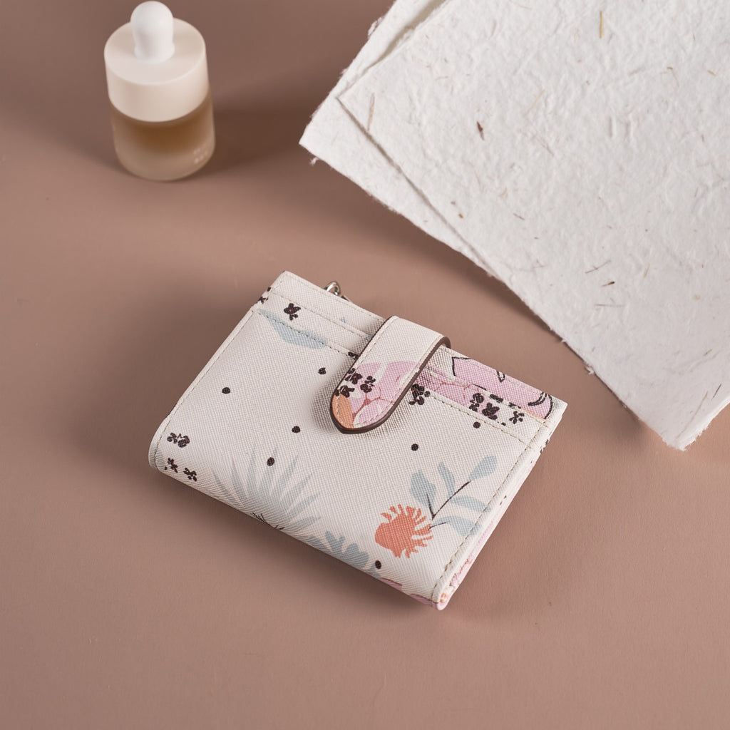 Floral Print Small Card Holder Zipper Short for Women | SeaGloca - view 4