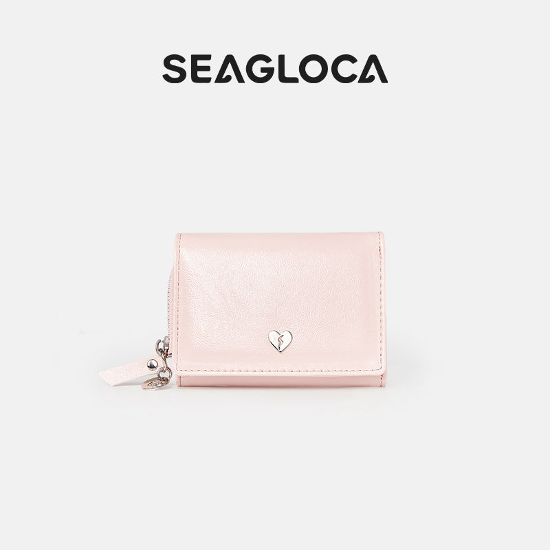 Love Multi-Card Slot Short Wallet with Zipper for Women | SeaGloca