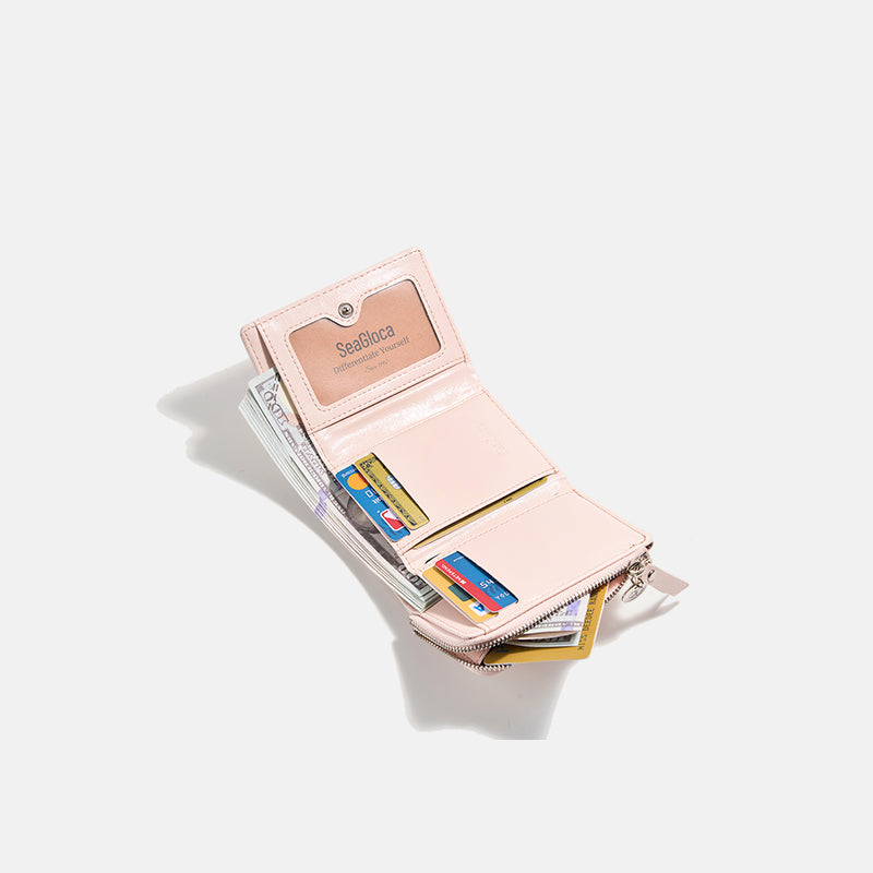 Love Multi-Card Slot Short Wallet with Zipper for Women | SeaGloca - view 8