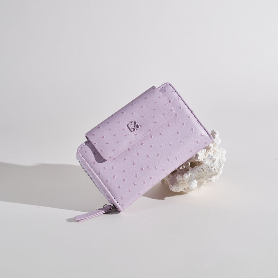 Textured Lilac Zip Wallet Multi-Functional with for Women | SeaGloca - view 4