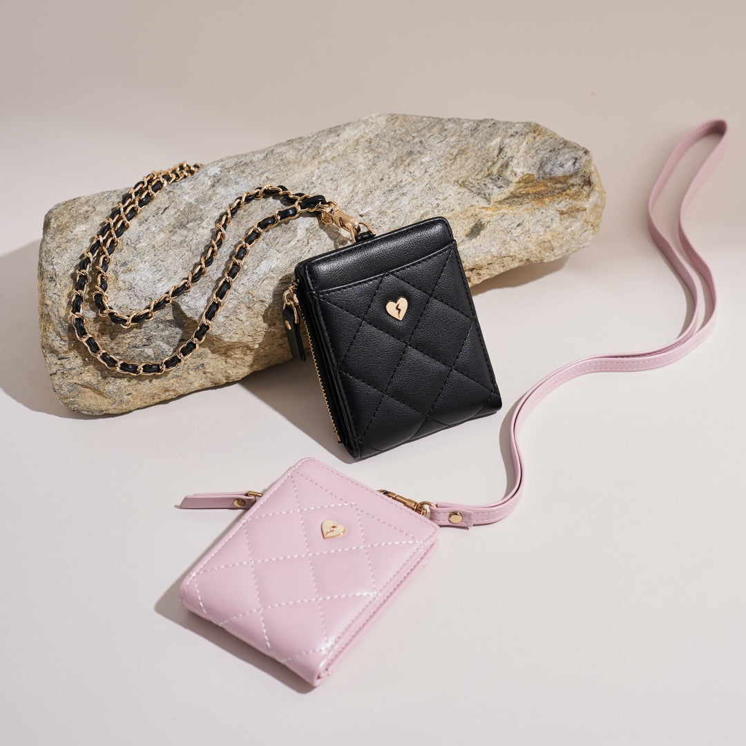 Textured Leather Zip Card Case with Detachable for Women | SeaGloca - view 2