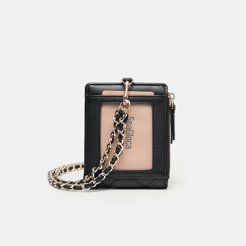 Textured Leather Zip Card Case with Detachable for Women | SeaGloca - view 6