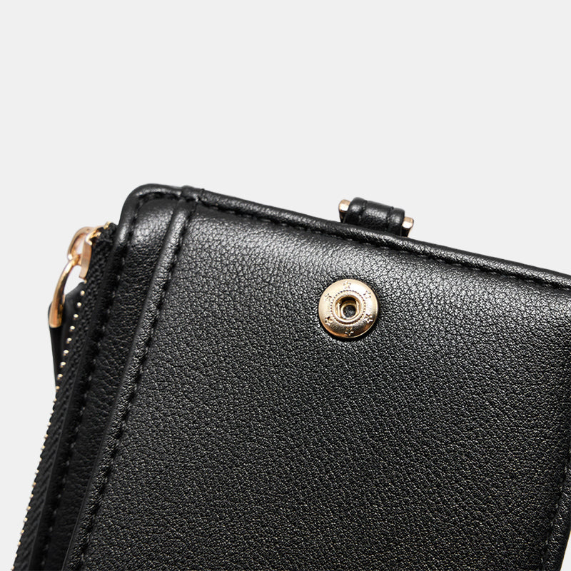 Textured Leather Zip Card Case with Detachable for Women | SeaGloca - view 7