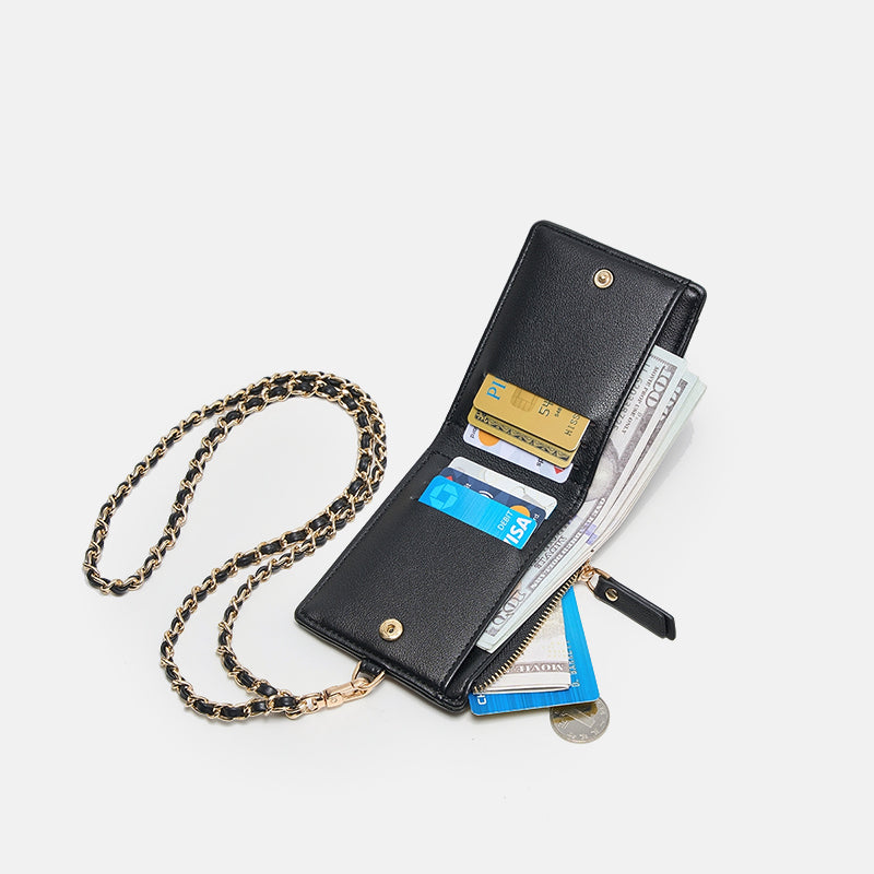 Textured Leather Zip Card Case with Detachable for Women | SeaGloca - view 8