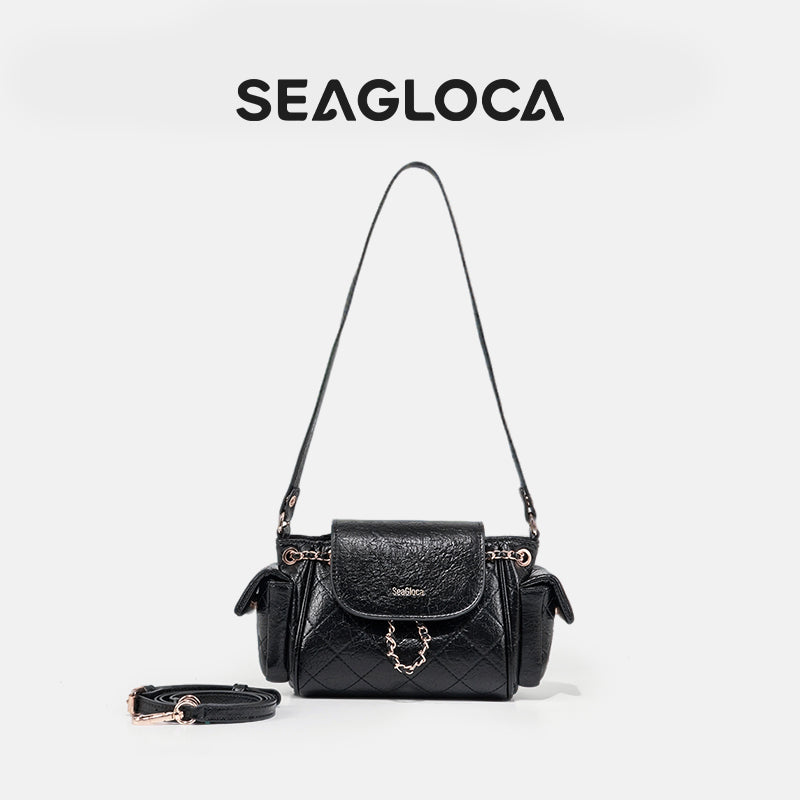 Quilted Crossbody Bag with Gold Chain & Flap for Women | SeaGloca