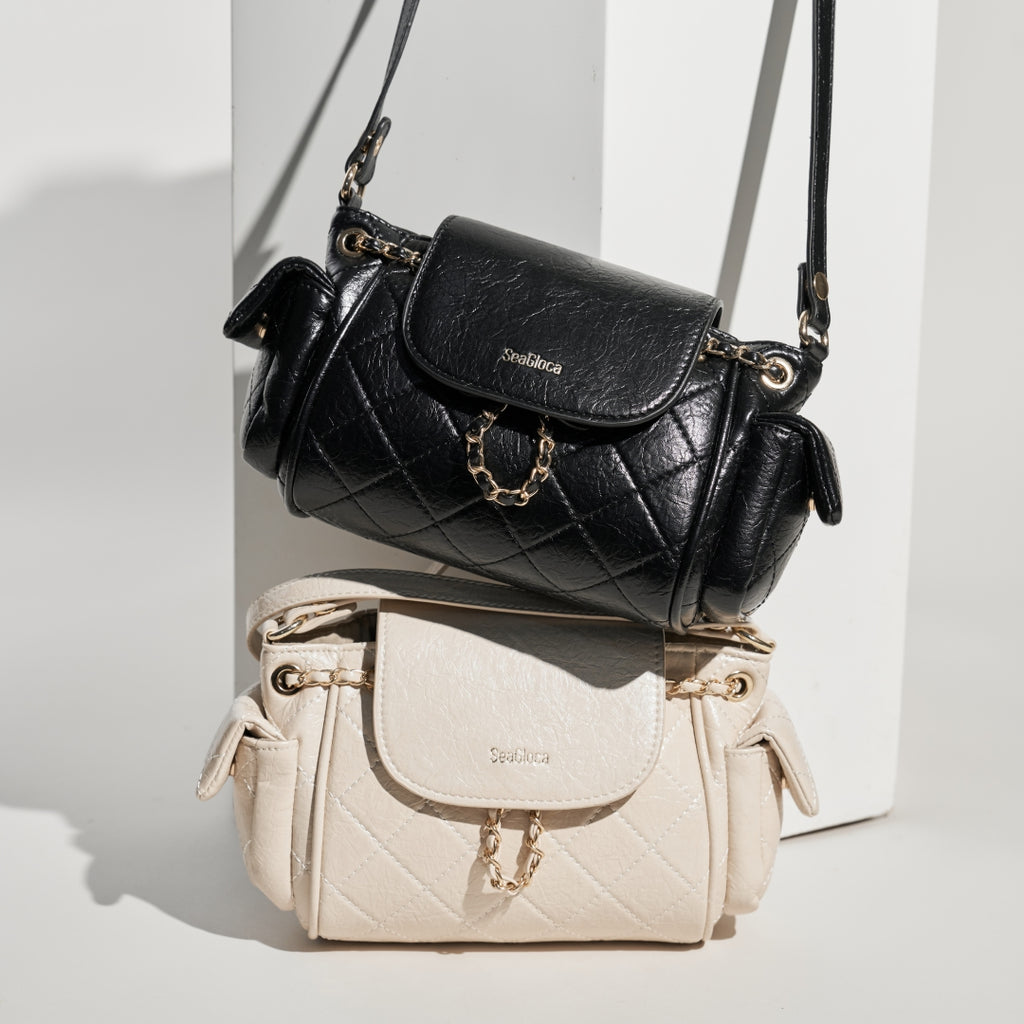 Quilted Crossbody Bag with Gold Chain & Flap for Women | SeaGloca - view 2