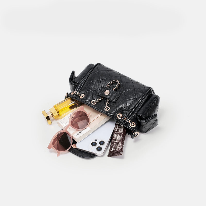 Quilted Crossbody Bag with Gold Chain & Flap for Women | SeaGloca - view 8