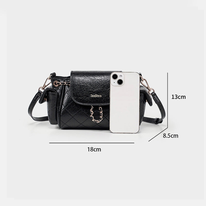 Quilted Crossbody Bag with Gold Chain & Flap for Women | SeaGloca - view 9