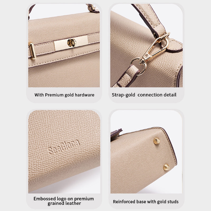 Luxurious Saffiano Grain Bag with Golden Buckle for Women | SeaGloca - view 7