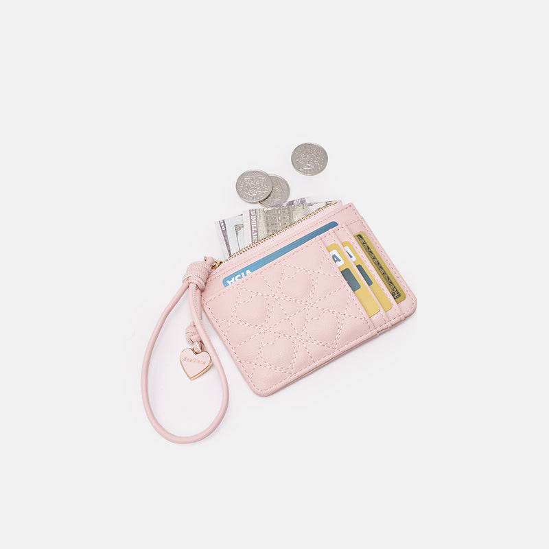 Heart Quilted Zipper Coin Purse with Wrist for Women | SeaGloca - view 8