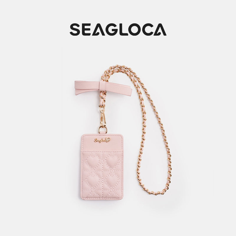 Quilted Bow Chain Card Holder Multi-Slot for Women | SeaGloca