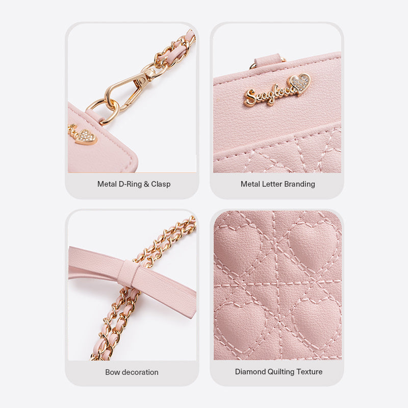 Quilted Bow Chain Card Holder Multi-Slot for Women | SeaGloca - view 7