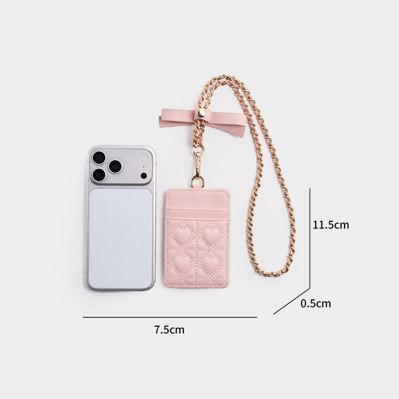 Quilted Bow Chain Card Holder Multi-Slot for Women | SeaGloca - view 9