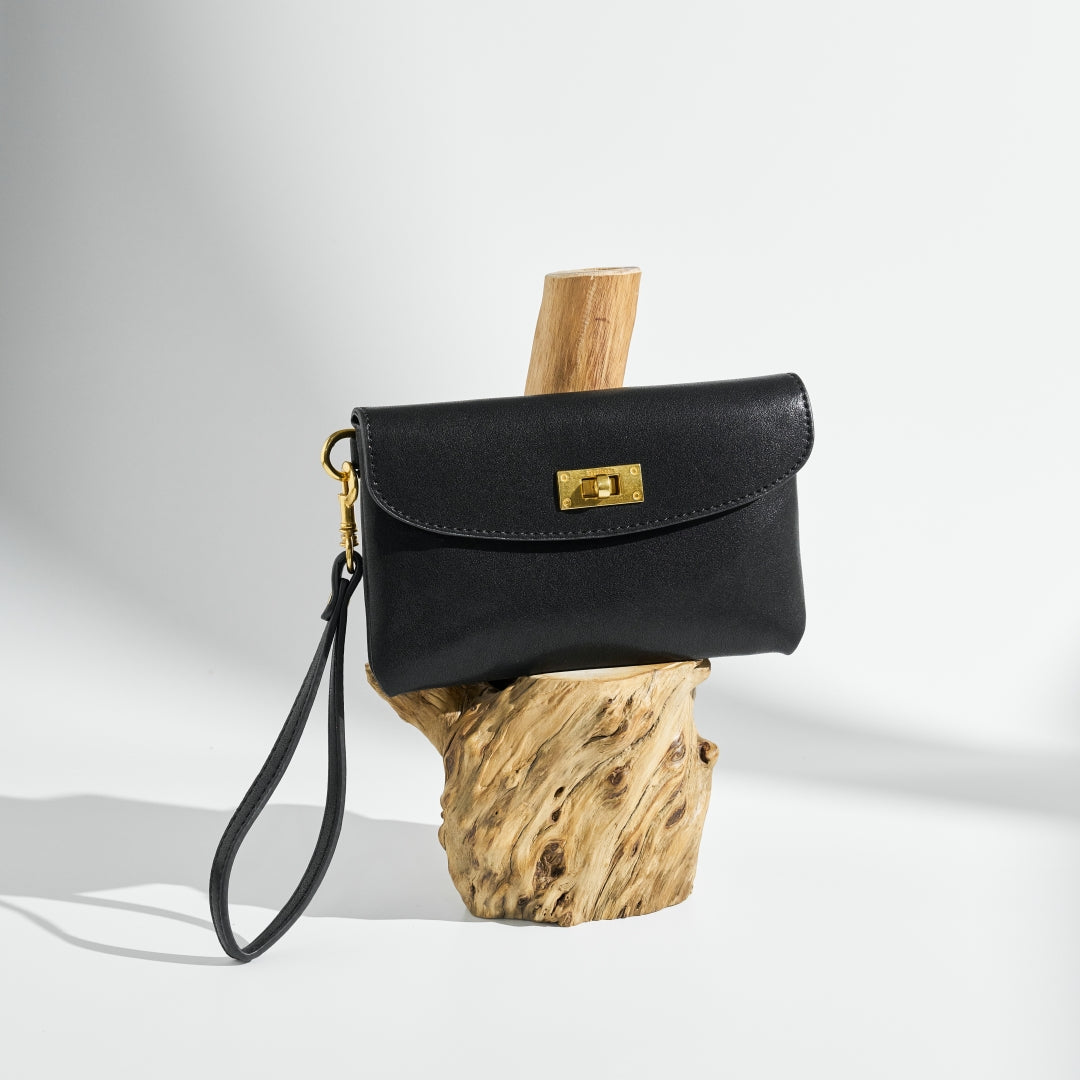 Vintage Lock-Closure Soft Leather Clutch Bag for Women | SeaGloca - view 3