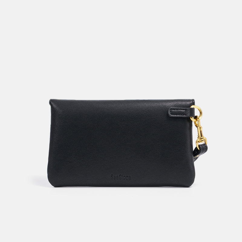 Vintage Lock-Closure Soft Leather Clutch Bag for Women | SeaGloca - view 7