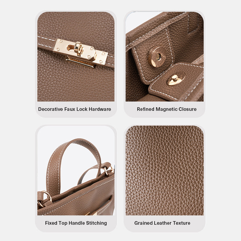 Textured PU Leather Handbag and Shoulder Bag for Women | SeaGloca - view 7