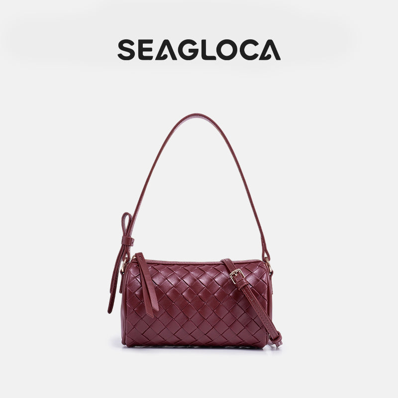 Woven Pattern Soft Leather Crossbody Bag Retro for Women | SeaGloca