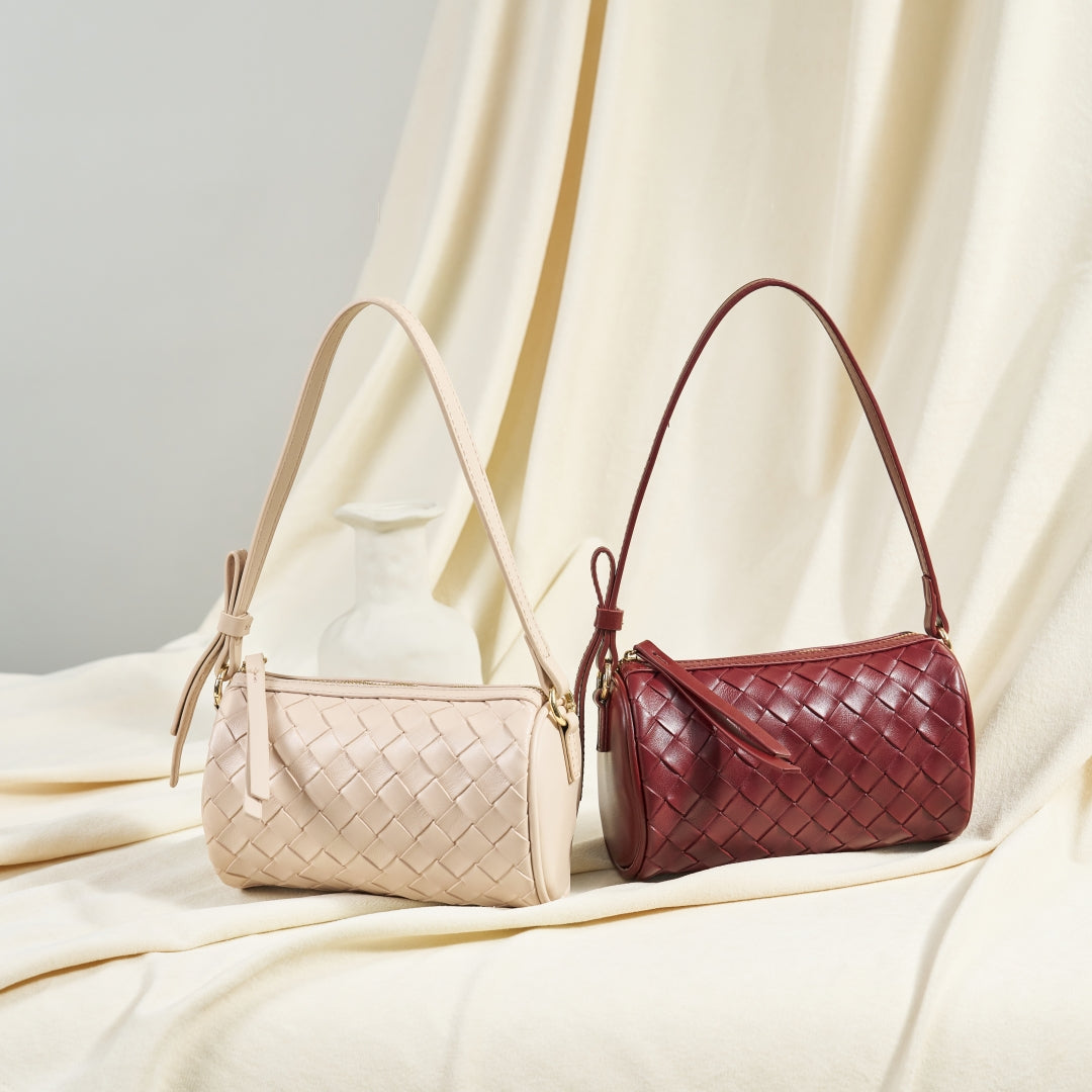 Woven Pattern Soft Leather Crossbody Bag Retro for Women | SeaGloca - view 3