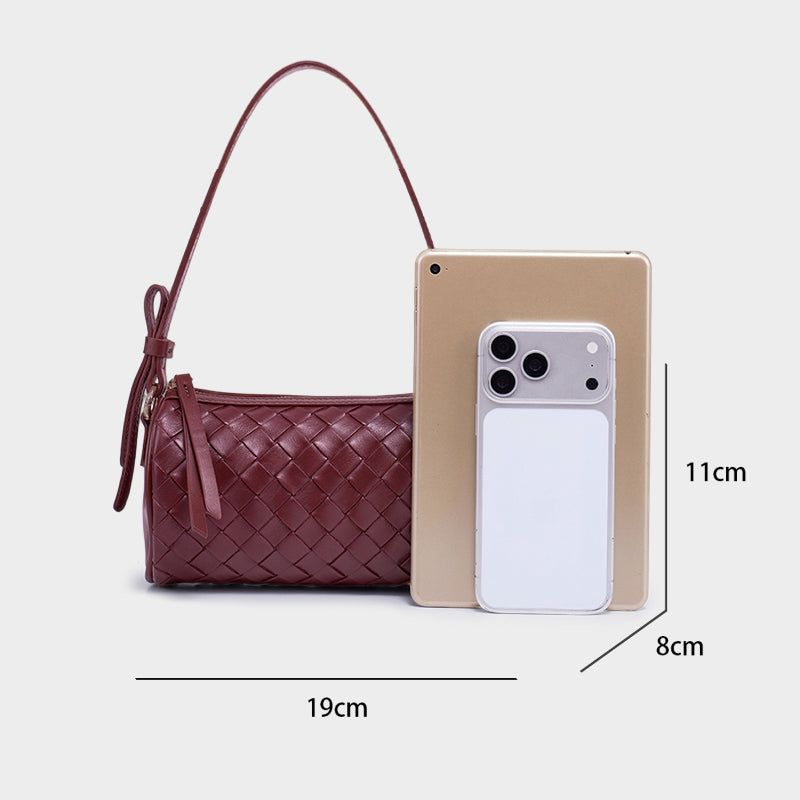 Woven Pattern Soft Leather Crossbody Bag Retro for Women | SeaGloca - view 9