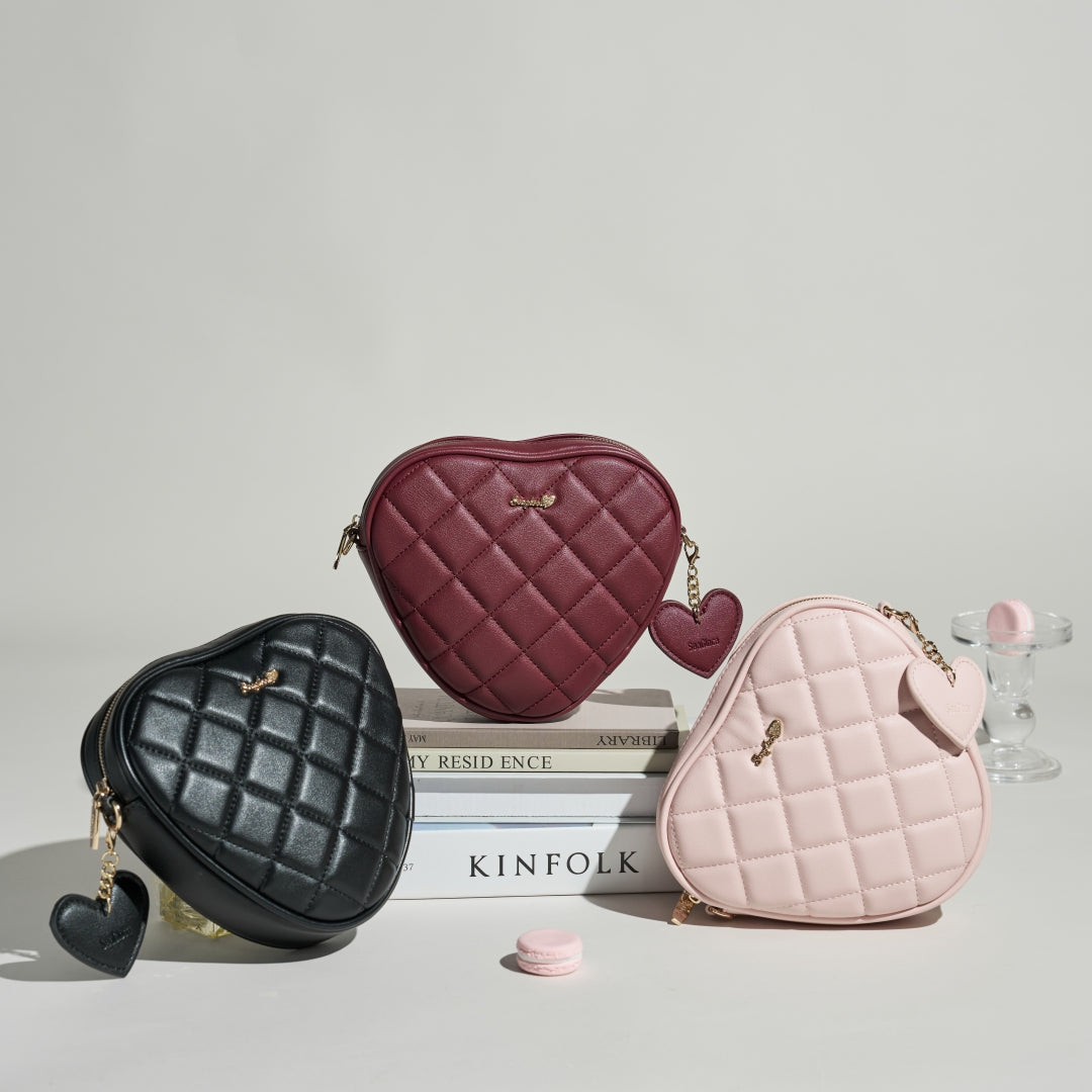 Chic Heart Quilted Crossbody Bag Soft Leather for Women | SeaGloca - view 2