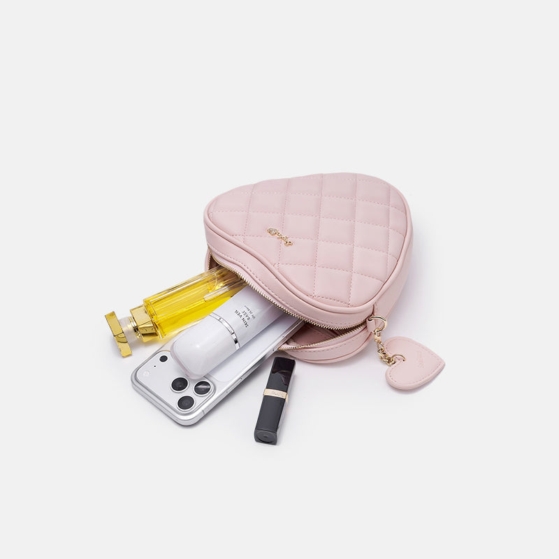 Chic Heart Quilted Crossbody Bag Soft Leather for Women | SeaGloca - view 8